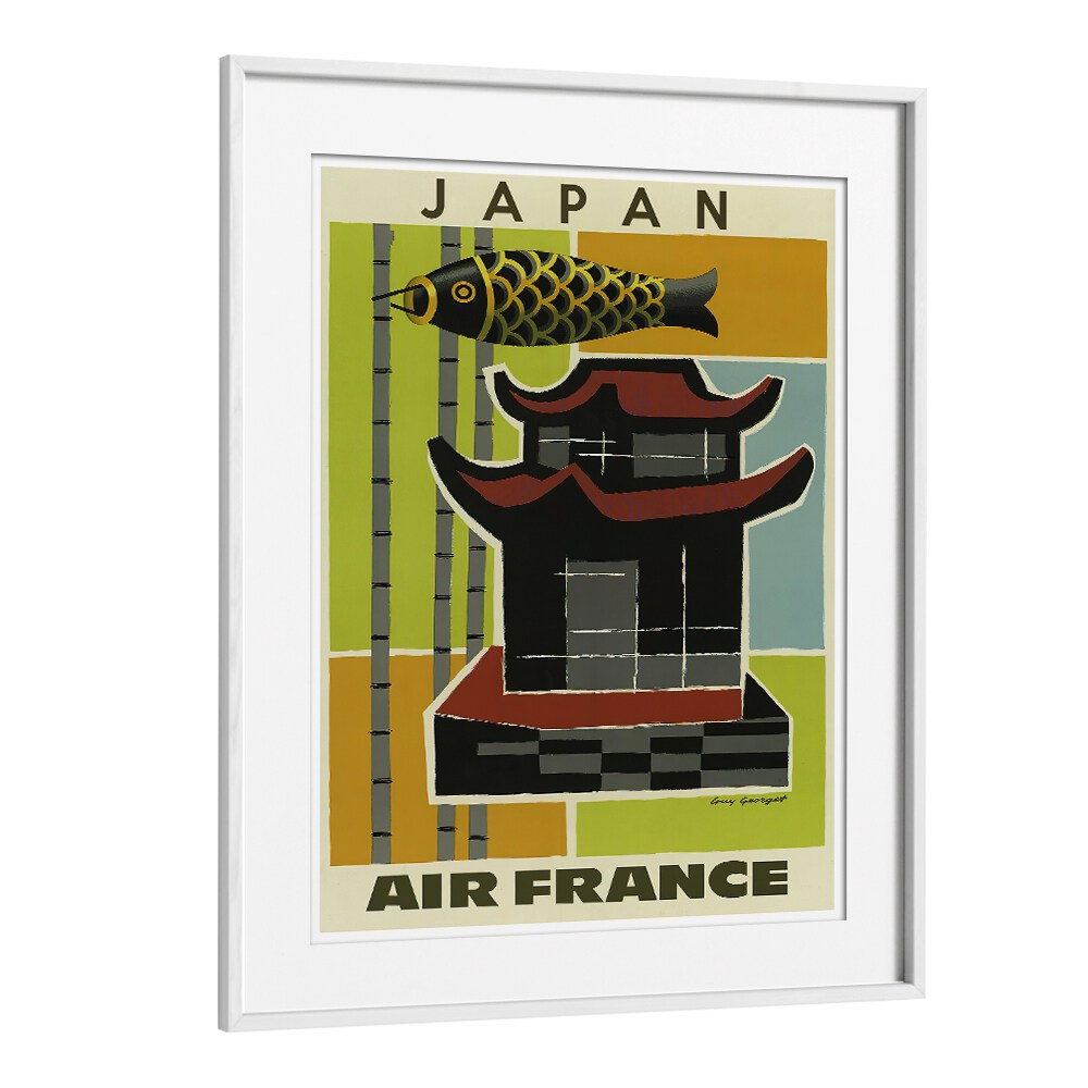 Vibrant JAPAN III, VINTAGE TRAVEL POSTERS showcasing traditional architecture and cultural motifs, perfect for any decor.