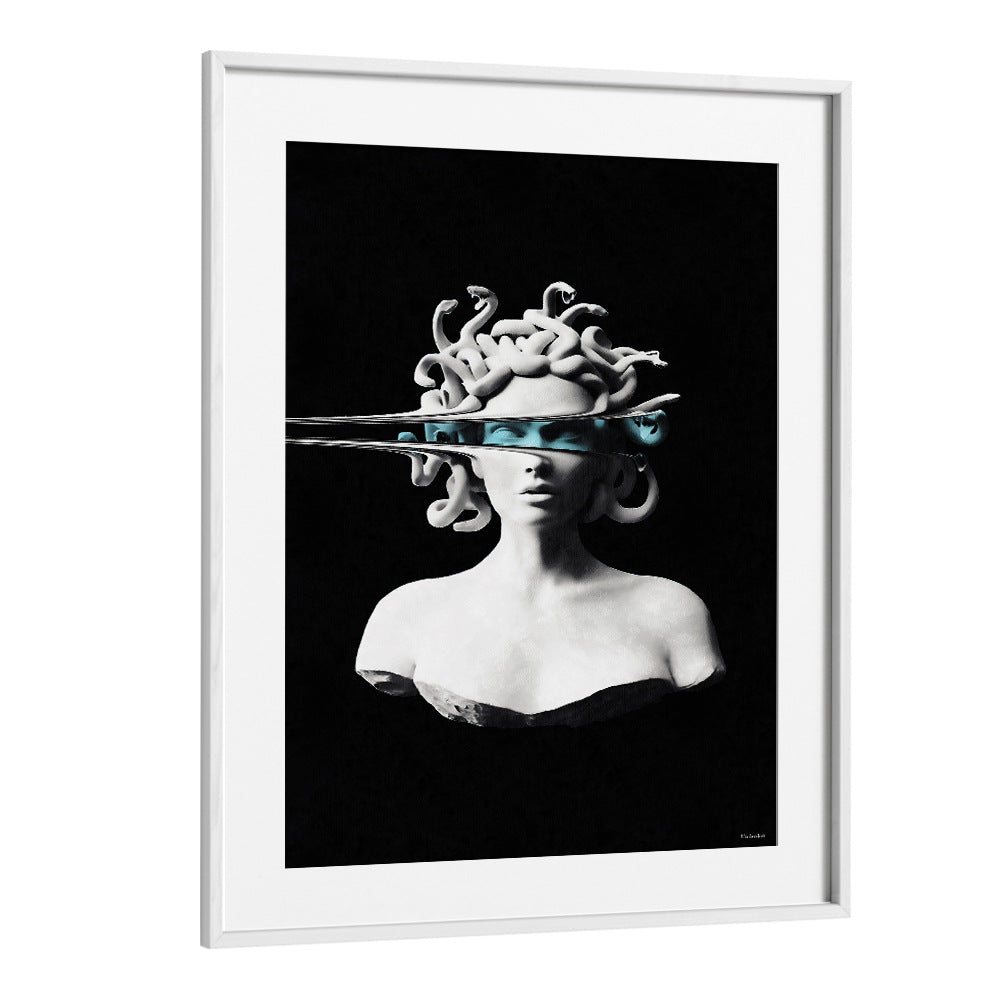 Stunning PORTRAIT OF MEDUSA, ALTERED ART PRINTS by UNDERDOTT, blending classic artistry with modern flair.
