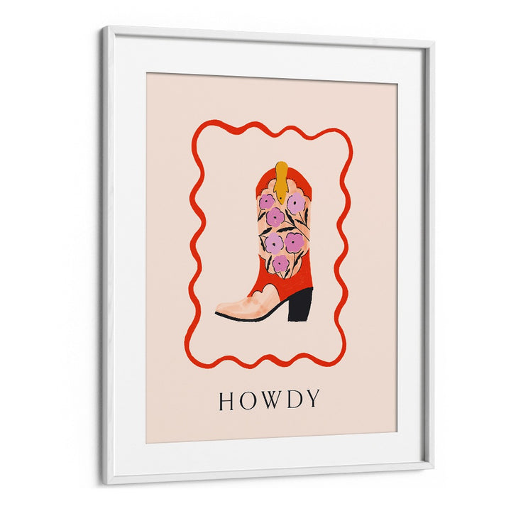 Colorful cowboy boot artwork featuring flowers, perfect for fans of HOWDY II, COWBOY & MODERN AMERICANA PAINTINGS.