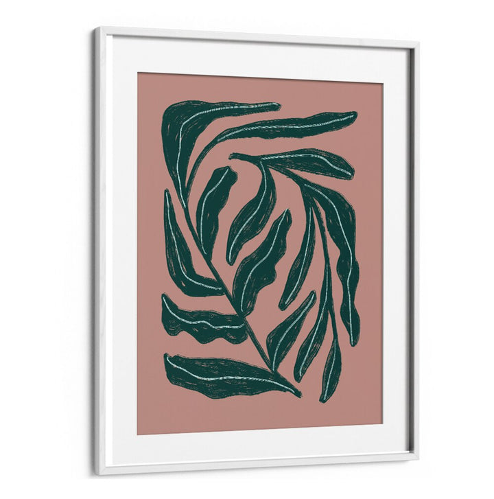Artful depiction of GREEN LEAVES , FLORAL FLOWER PAINTINGS in a stylish frame, perfect for home décor.