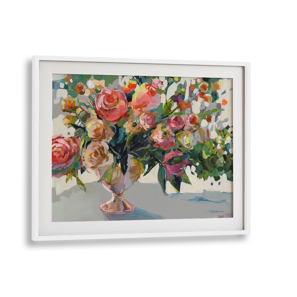 Vibrant ROSES, FLORAL FLOWER PAINTINGS in a stylish vase, perfect for enhancing any art collection and home decor.