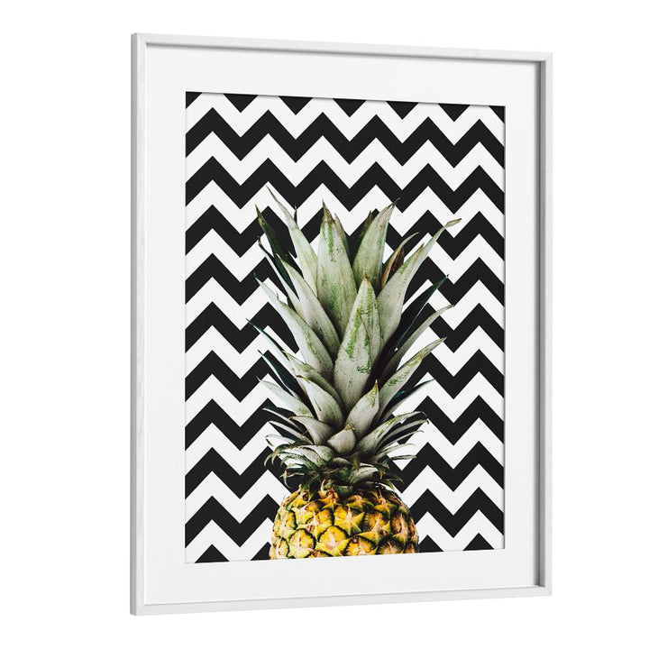 Brighten your space with PINEAPPLE ART II, KITCHEN POSTERS, featuring a striking pineapple on a zigzag backdrop.