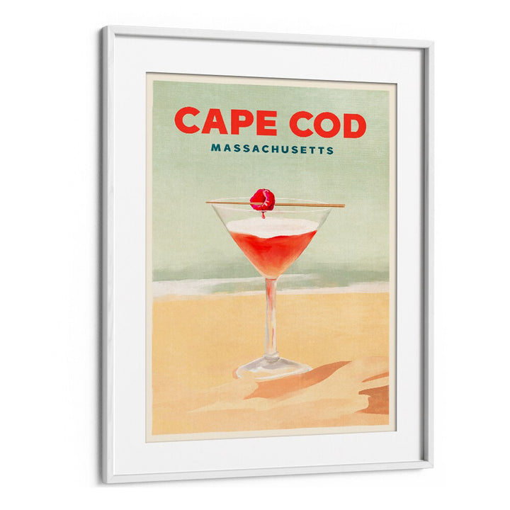 Cape Cod cocktail art poster, perfect for enhancing your bar or cafe with coastal charm and vibrant colors.