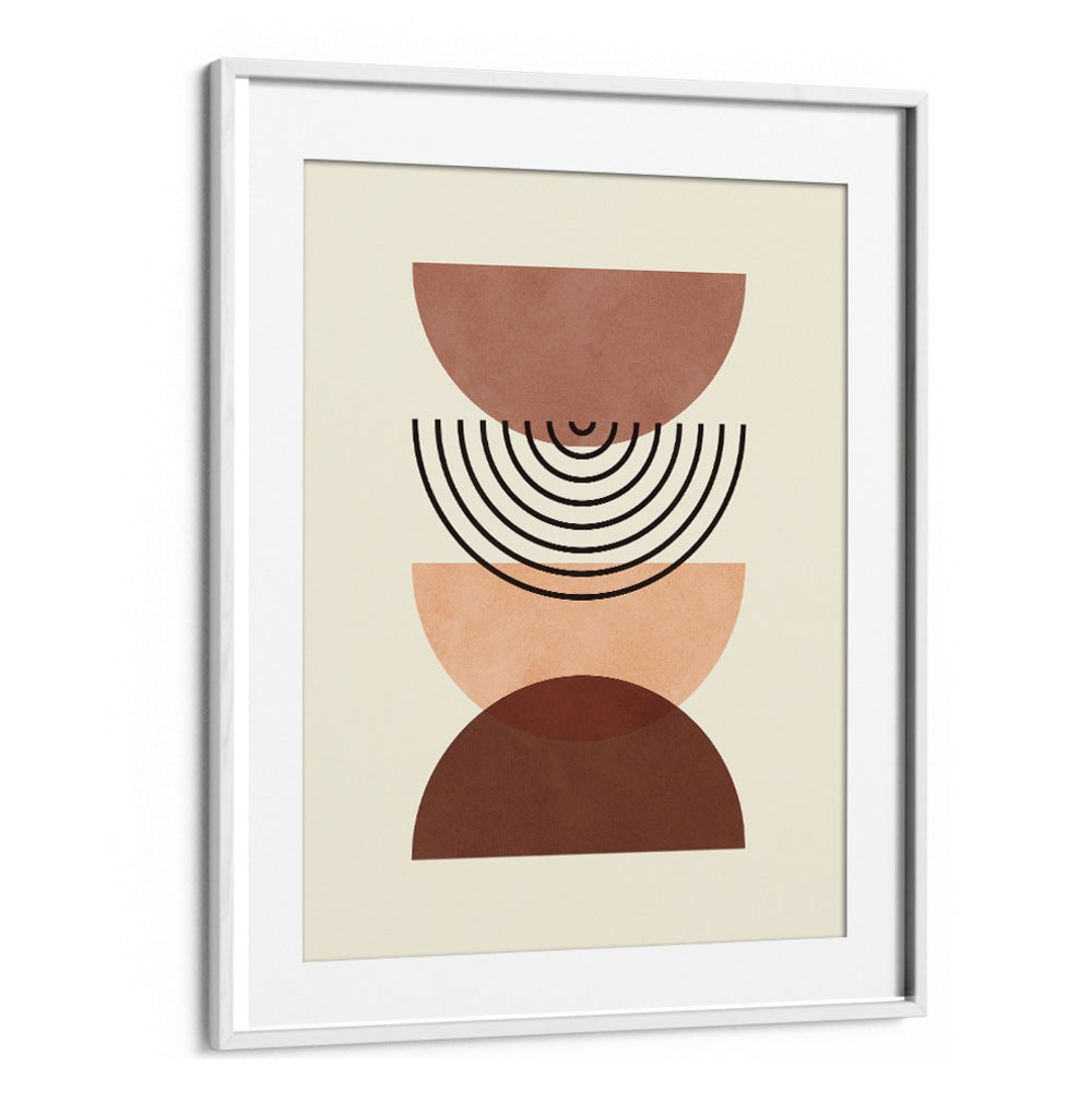 Modern LINES AND CIRCLES II, GEOMETRIC ART PRINTS showcase abstract design in warm tones, perfect for artistic spaces.