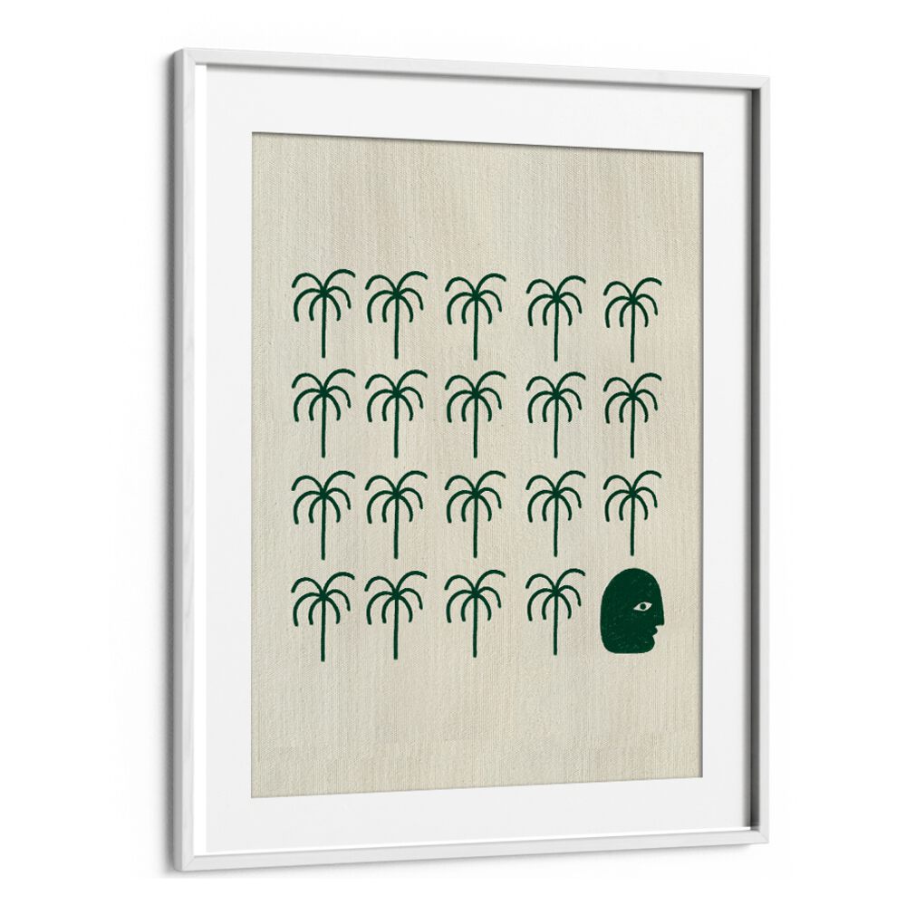Chic ROOTS, BOHO ART PAINTINGS featuring palm trees and an abstract face, perfect for modern home decor.