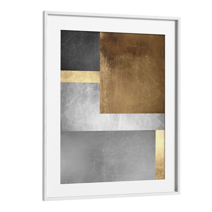 Elegant GOLD TEXTURES III, GEOMETRIC ART PRINTS featuring gold and silver tones, perfect for luxury home decor.