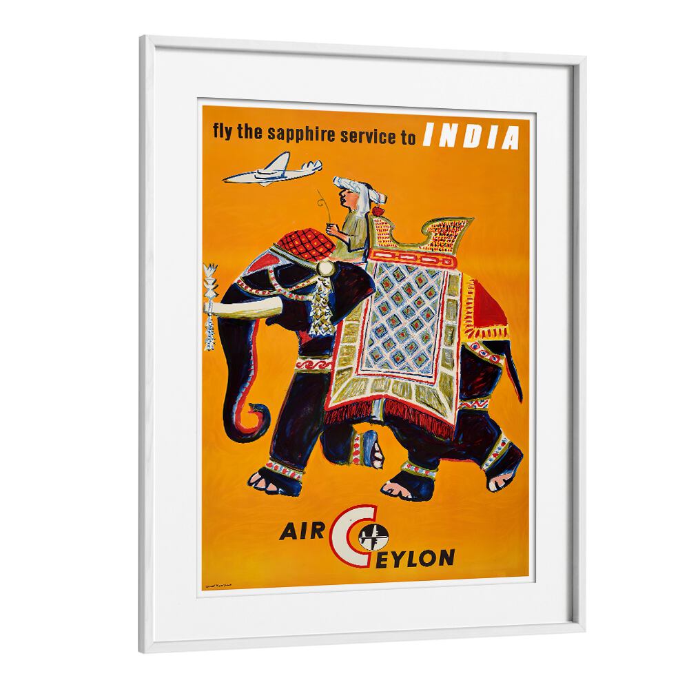 Colorful AIR CEYLON Vintage Travel Posters featuring an elegant elephant, perfect for travel enthusiasts and decor lovers.