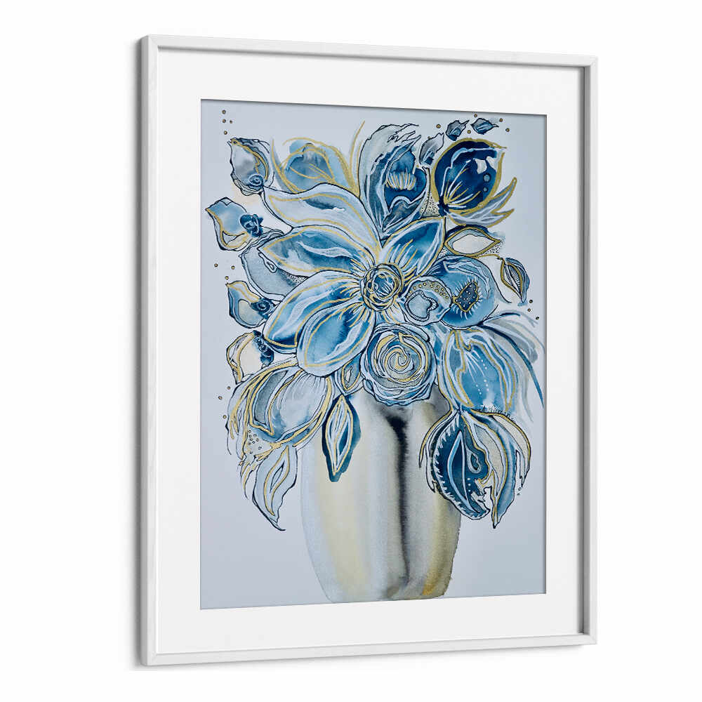 Captivating AZUL FLORAL, FLORAL FLOWER PAINTINGS featuring vibrant blue florals in a stylish vase for your decor.