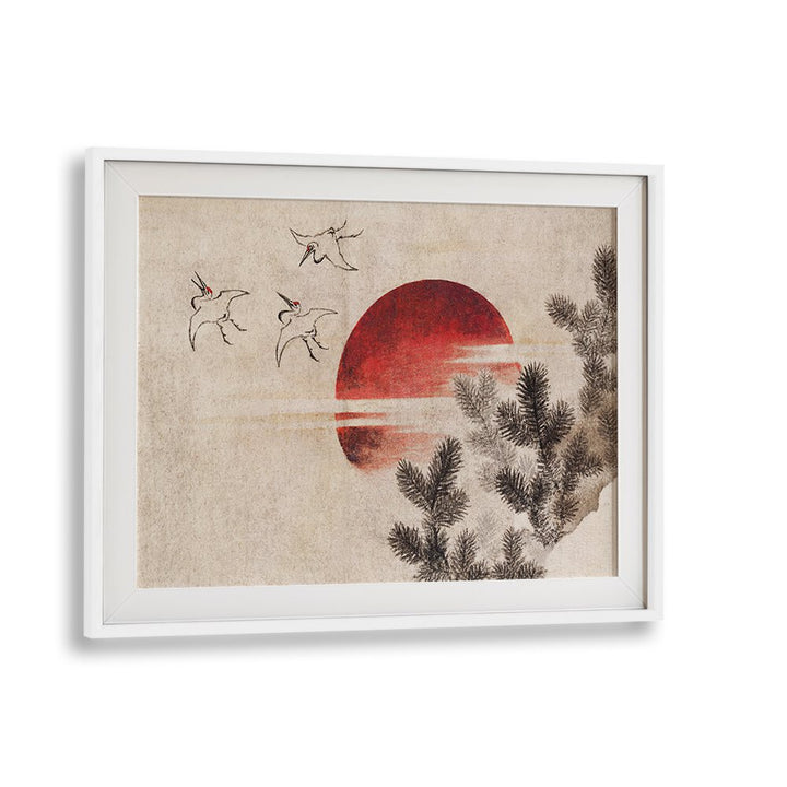 Katsushika Hokusai's Birds and Sunset, vintage paintings capturing elegance in vibrant hues and timeless artistry.