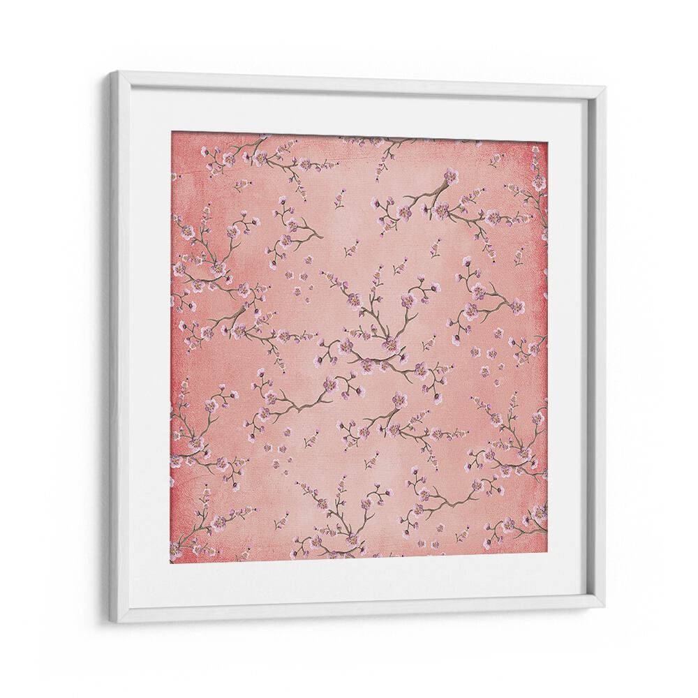 Delicate floral branches adorn BLOSSOMS ON BLUSH, FLORAL FLOWER PAINTINGS, perfect for enhancing your living space.