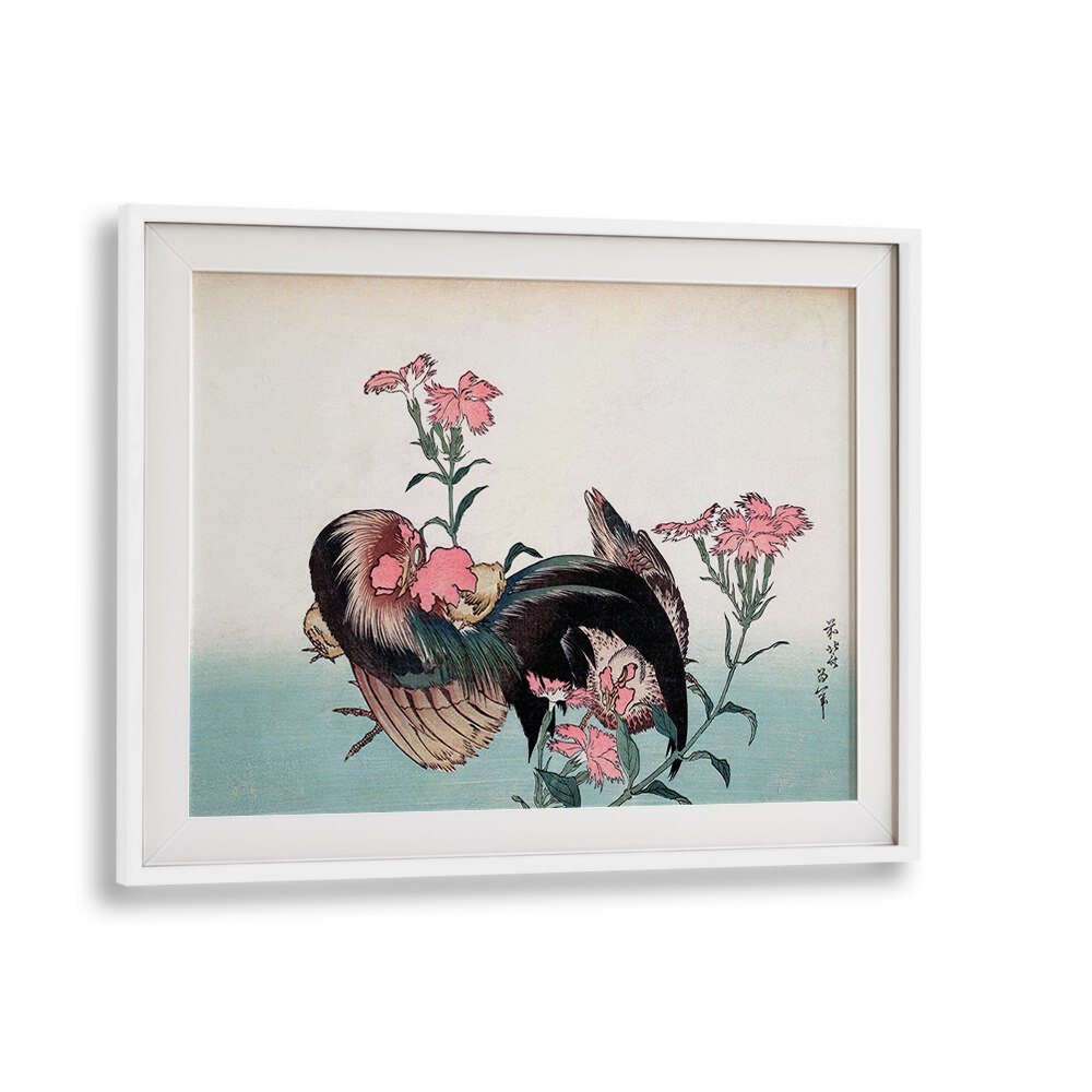 KATSUSHIKA HOKUSAI’S COCK AND FLOWER , VINTAGE PAINTINGS