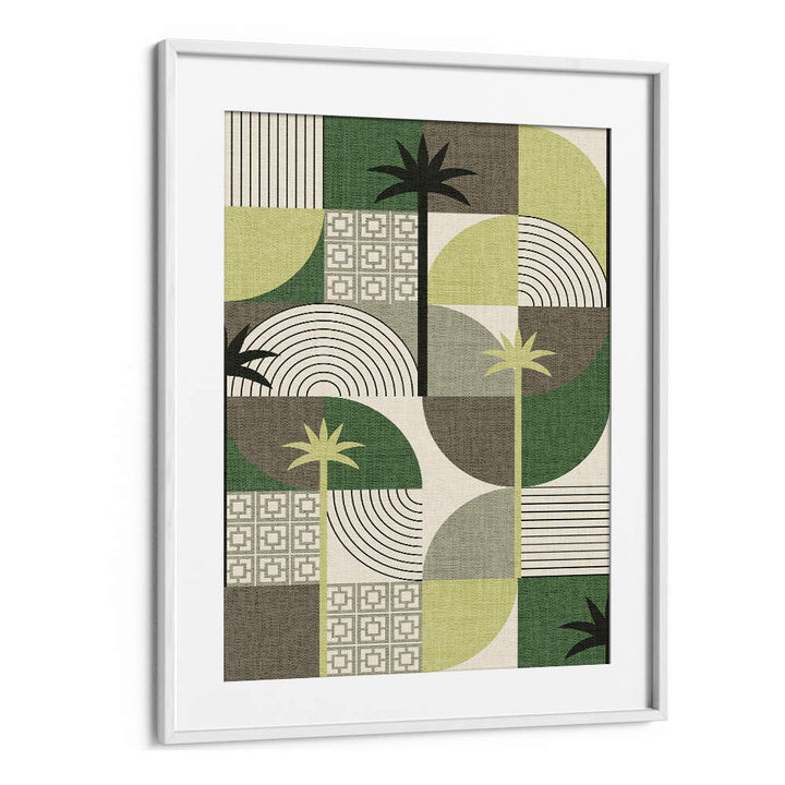 DESERT SHAPES AND PALMS GREEN , FLORAL FLOWER PAINTINGS