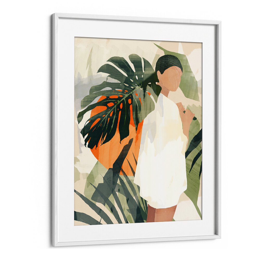 Stylish JUNGLE 3, BOHO ART PAINTINGS featuring vibrant colors and a serene figure, perfect for a boho-inspired space.