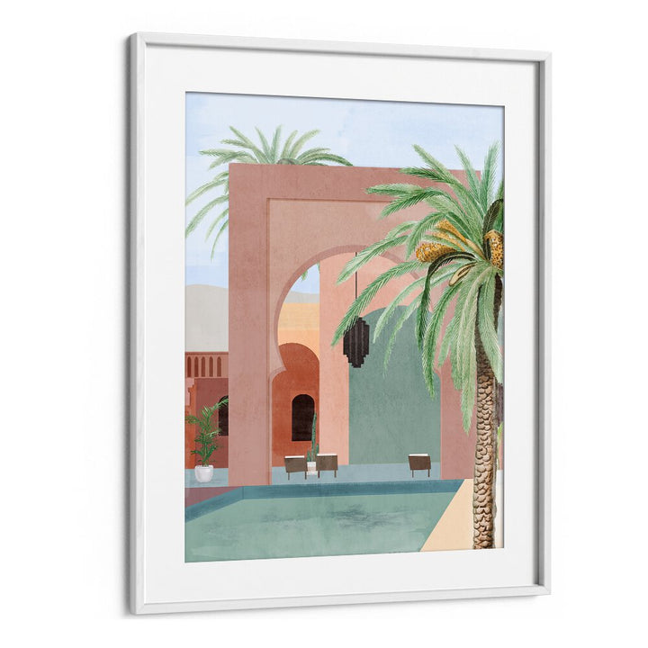Stunning MOROCCAN POOL, BOHO ART PAINTINGS featuring vibrant colors and intricate designs for your living space.