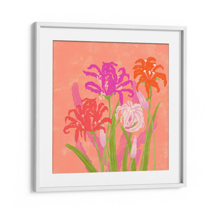 Vibrant RADIANT NERINES FLOWERS in a floral painting, perfect for home decor and elegance. Ideal for art lovers.
