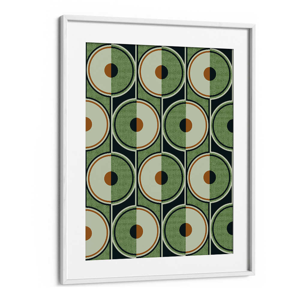 RETRO CIRCLES GREEN , GEOMETRIC ART PRINTS