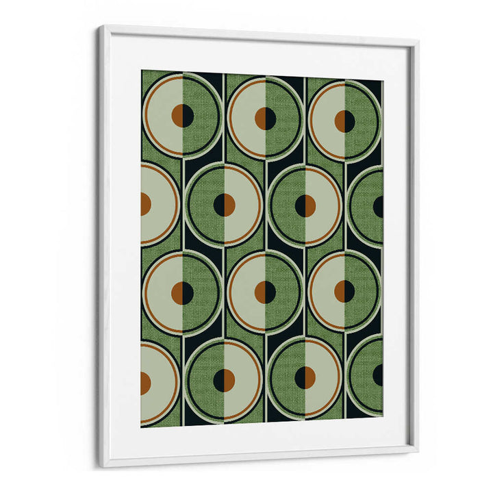 RETRO CIRCLES GREEN , GEOMETRIC ART PRINTS