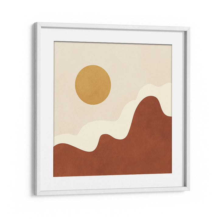 Stylized Sun Above Curved, Boho Art Paintings create a serene, earthy atmosphere for your living space.