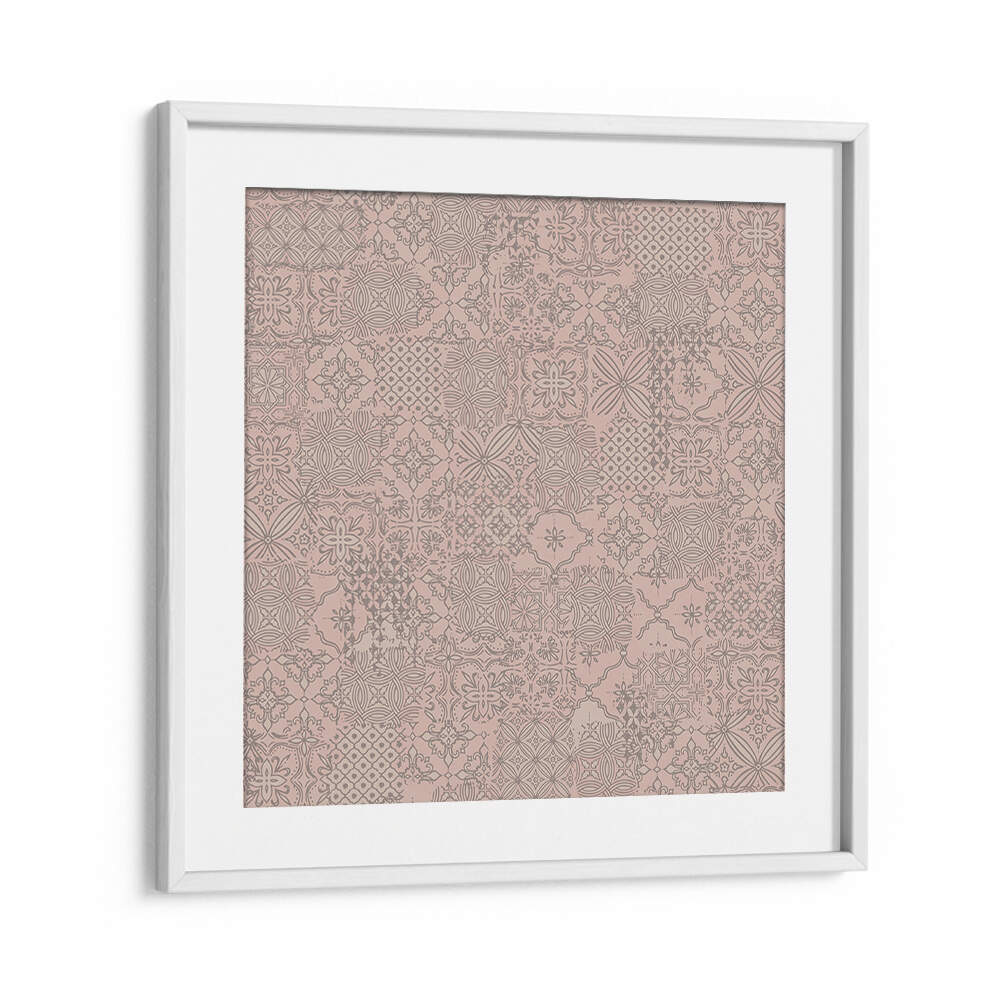 VINTAGE TILE PATTERN CLASH SOFT PINK , PATTERN ART PRINTS