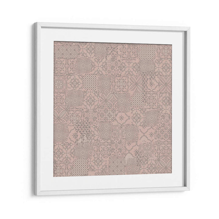 VINTAGE TILE PATTERN CLASH SOFT PINK , PATTERN ART PRINTS