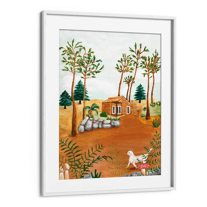 CABIN IN THE WOODS , LANDSCAPE PAINTINGS