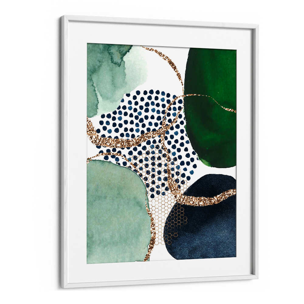 GREEN SHAPES , BOHO ART PAINTINGS