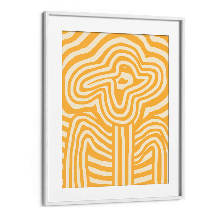 YELLOW STRIPED FLOWER , FLORAL FLOWER PAINTINGS