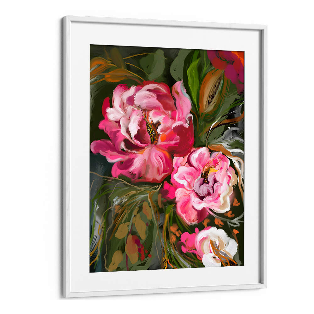 EXPRESSIVE PINK PEONIES , FLORAL FLOWER PAINTINGS