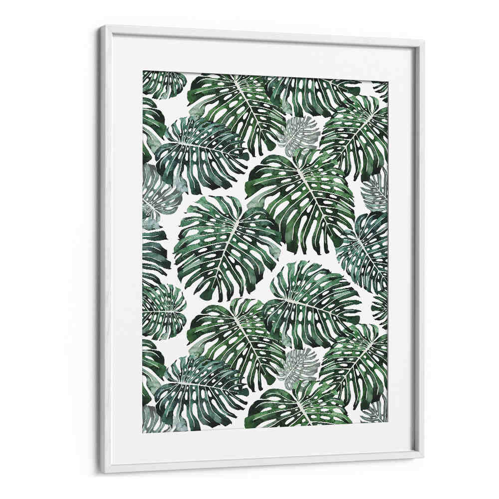 TROPICAL MONSTERA LEAVES , FLORAL FLOWER PAINTINGS