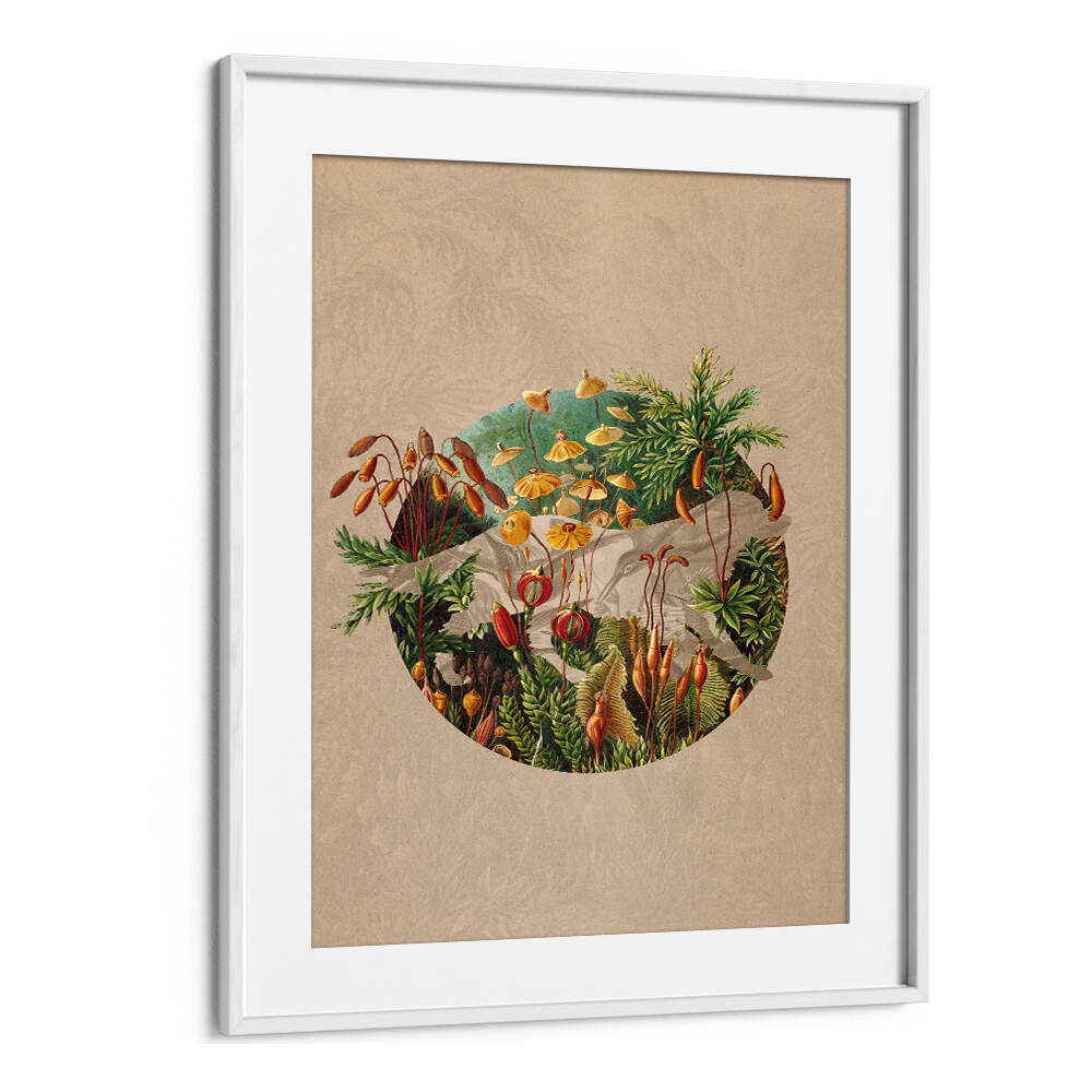 Vibrant NATURE, FLORAL FLOWER PAINTINGS featuring an artistic arrangement of lush plants and flowers in a circular design.