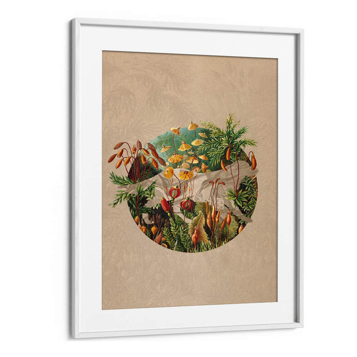 Vibrant NATURE, FLORAL FLOWER PAINTINGS featuring an artistic arrangement of lush plants and flowers in a circular design.