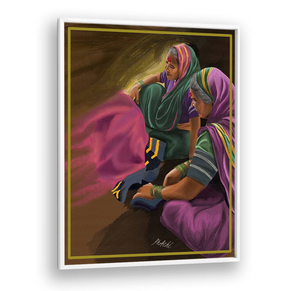 Maharashtrian women weaving Godhadi in the JOY OF WEAVING, INDIAN ART PAINTINGS, celebrating rich traditions.