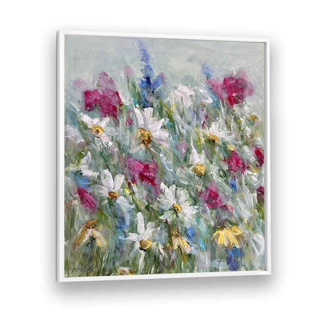 Vibrant DAISY IN PINK WHITE, FLORAL FLOWER PAINTINGS, showcasing enchanting floral brushstrokes for a fresh decor.