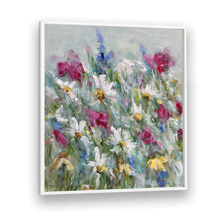 Vibrant DAISY IN PINK WHITE, FLORAL FLOWER PAINTINGS, showcasing enchanting floral brushstrokes for a fresh decor.
