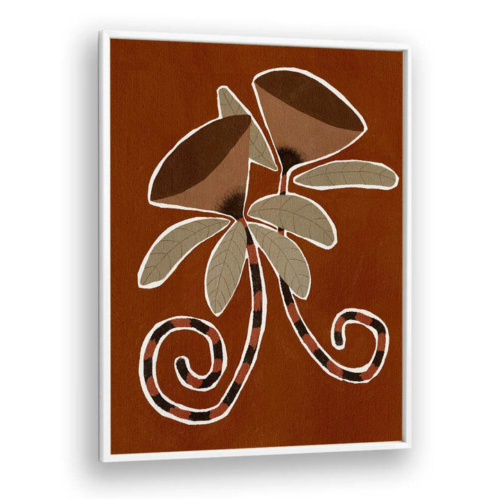 Stunning DELICATE BLOOM I, FLORAL FLOWER PAINTINGS featuring elegant floral design against rich brown backdrop.