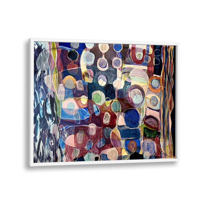 Colorful abstract painting "ELEMENTS ORGANISEES I, ABSTRACT PAINTINGS" enhances any space with dynamic artistry.