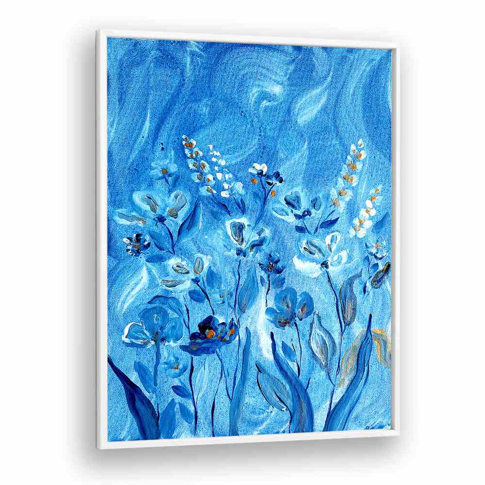 Vibrant SHADOWS, FLORAL FLOWER PAINTINGS featuring blue hues, perfect for enhancing elegance in any space.