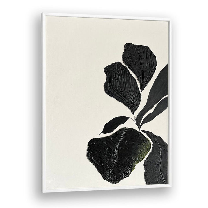 Elegant black leaf design from THE MUTUAL FEELING - I, FLORAL FLOWER PAINTINGS, showcasing modern floral artistry.