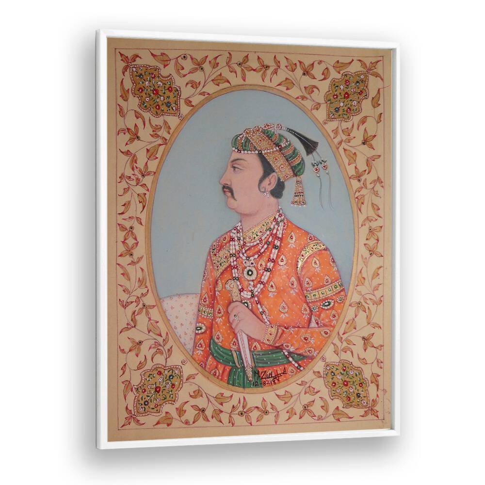 MUGHAL KING JHANNGHIR, INDIAN ART PAINTINGS showcase Mughal heritage in a vibrant, timeless masterpiece for your decor.