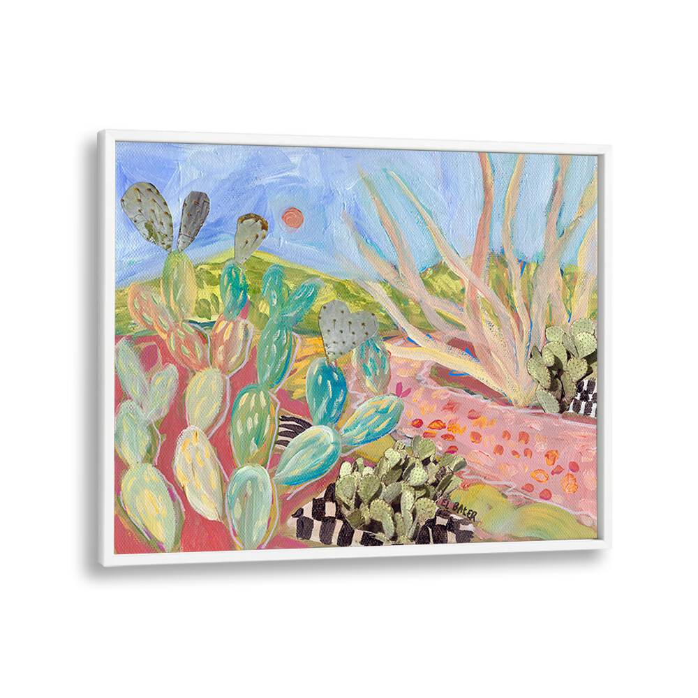 Vibrant PRICKLY PEAR CACTUS, LANDSCAPE PAINTINGS capturing desert beauty, perfect for transforming your living space.