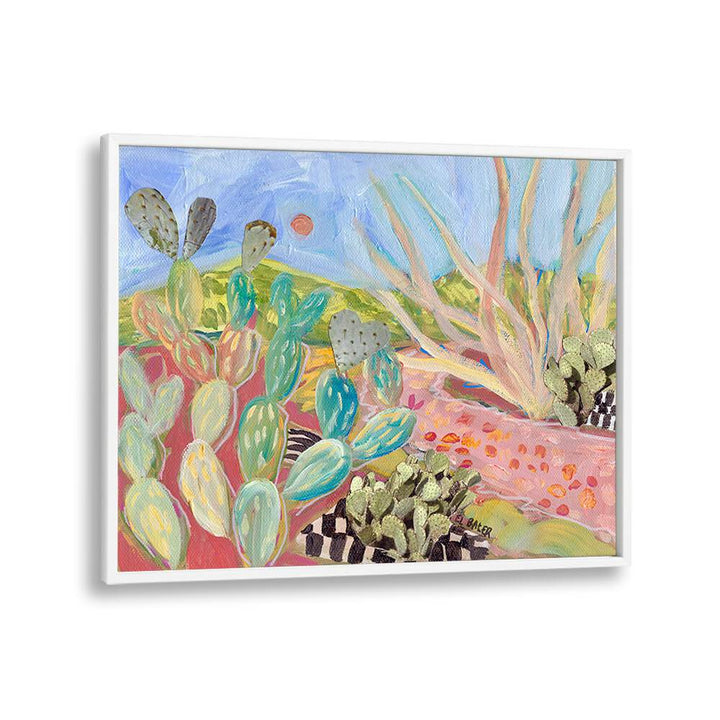 Vibrant PRICKLY PEAR CACTUS, LANDSCAPE PAINTINGS capturing desert beauty, perfect for transforming your living space.