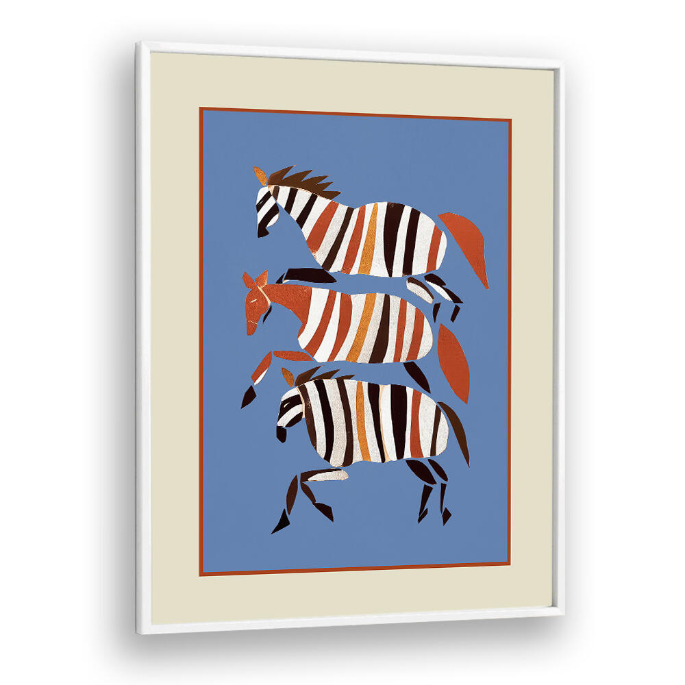 STRIPED RUNNING HORSES , BOHO ART PAINTINGS