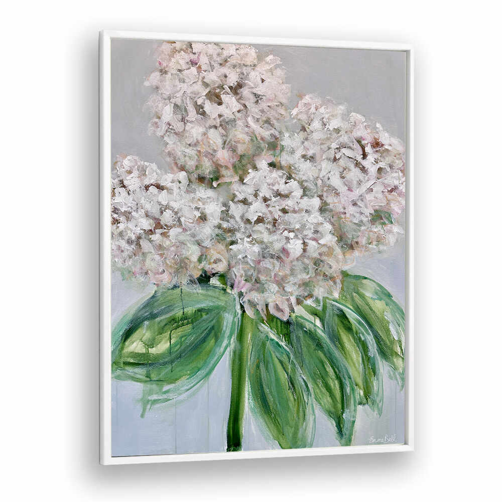 Exquisite WHITE HYDRANGEA BLOOM, FLORAL FLOWER PAINTINGS enhance your decor with elegant floral artistry.