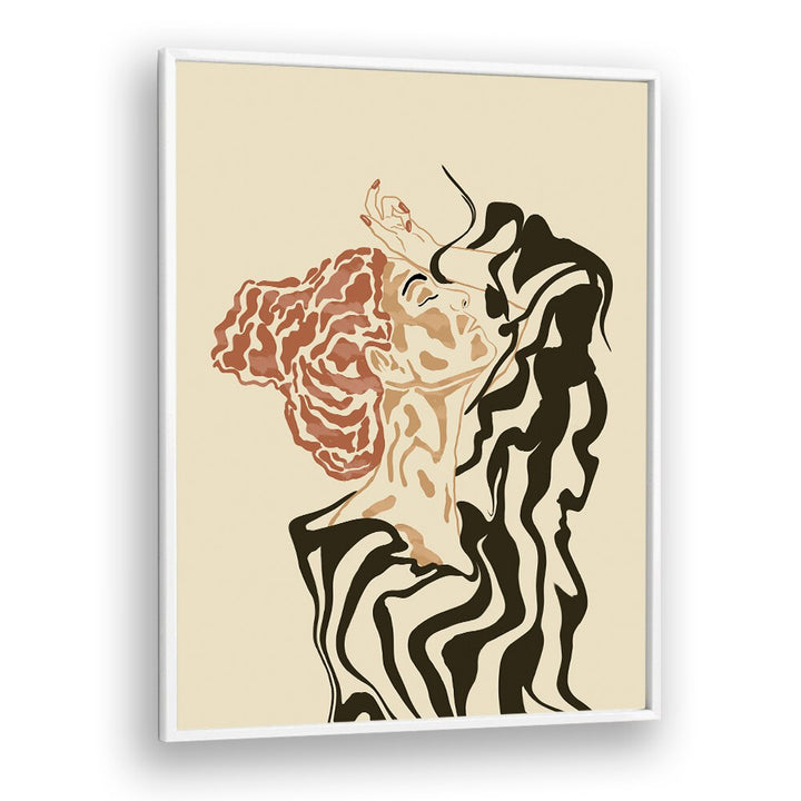 Stylish boho art painting featuring a woman in a striped blouse, perfect for modern decor. WOMAN IN A STRIPED BLOUSE, BOHO ART PAINTINGS.