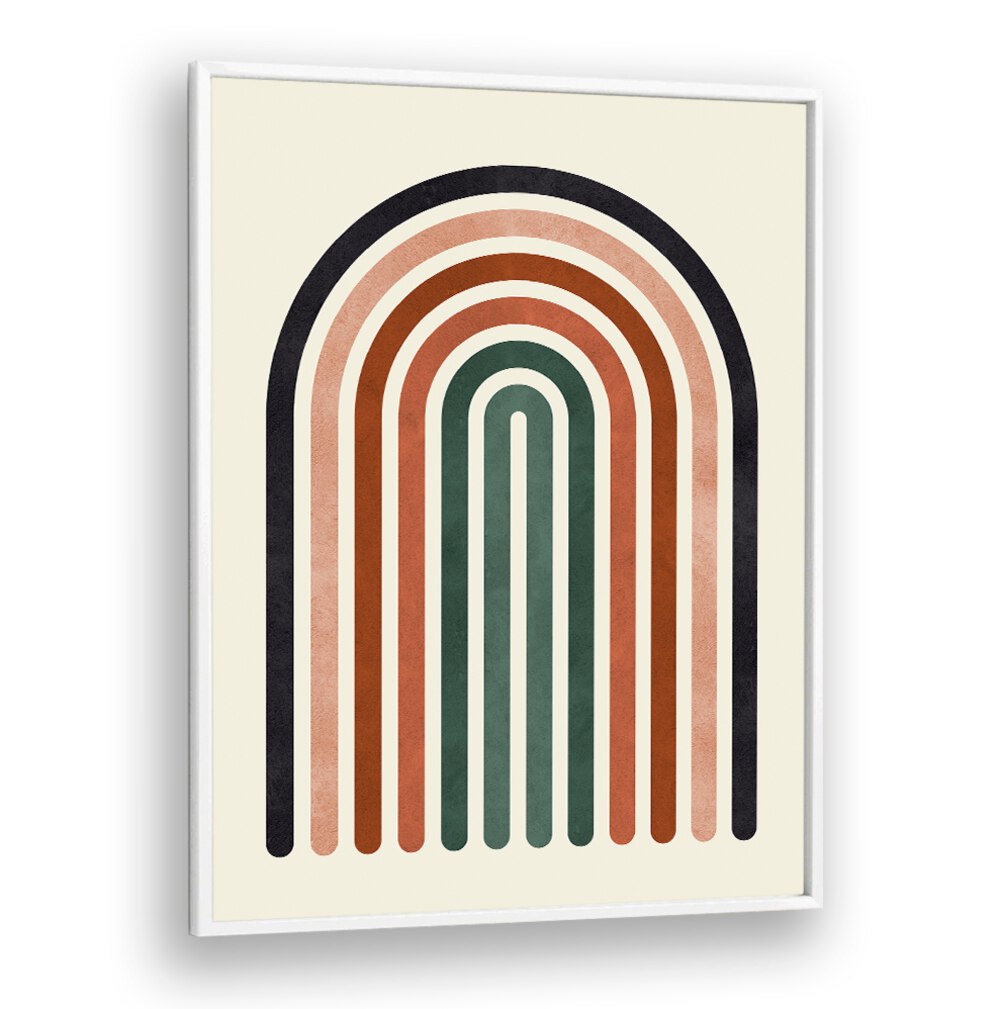 Colorful LINES AND ARCS V, BOHO ART PAINTINGS showcase layered arcs in earthy tones, perfect for modern decor.