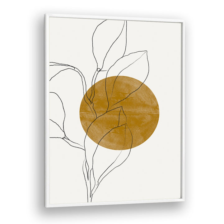 Stylish abstract design featuring leaves and a sun motif, perfect for enhancing spaces with FLOWER AND SUN, BOHO ART PAINTINGS from MIUUS Studio.