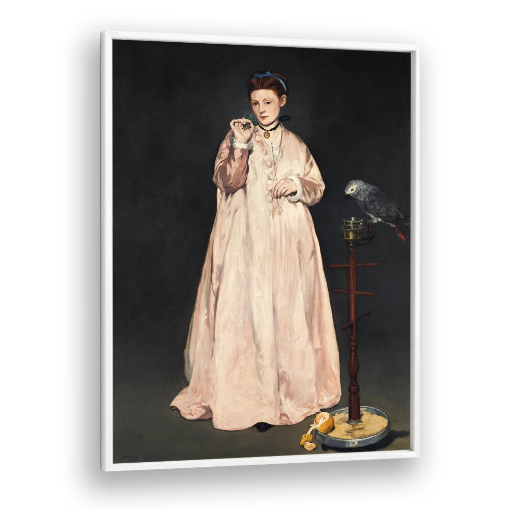 LADY WITH A PARAKEET  , VINTAGE PAINTINGS