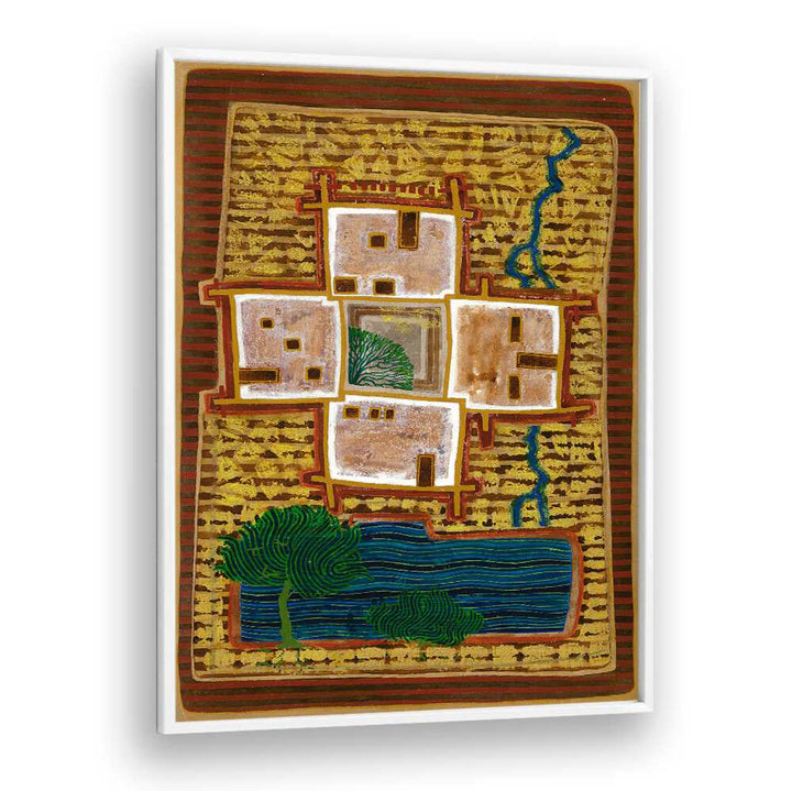 Explore "A SHADOWY CORNER, LANDSCAPE PAINTINGS" featuring vibrant colors and unique architectural elements.