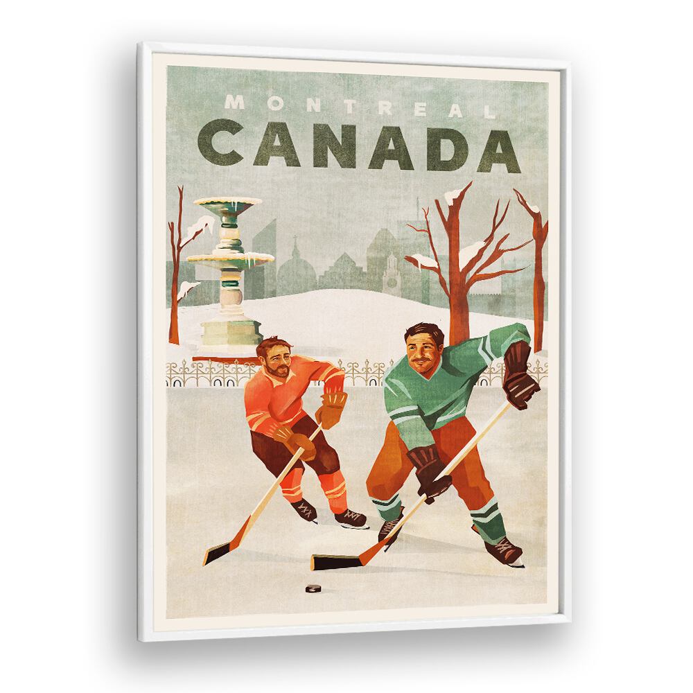 Montreal Canada Pond Hockey Guys sports poster showcasing thrilling ice hockey action, perfect for fans of CANADA HOCKEY GUYS, SPORTS POSTERS.