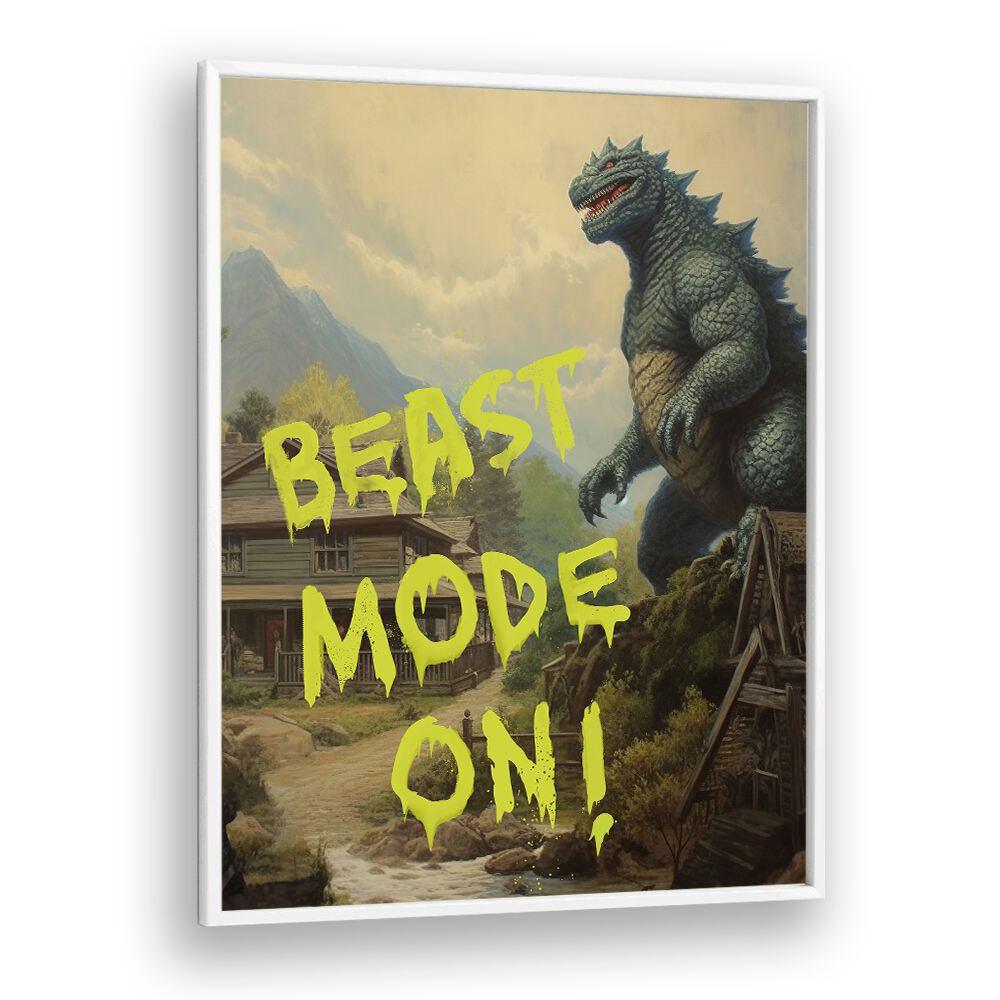Elevate your space with BEAST MODE ON, QUOTES typography poster by Dikhotomy, inspiring strength and motivation.